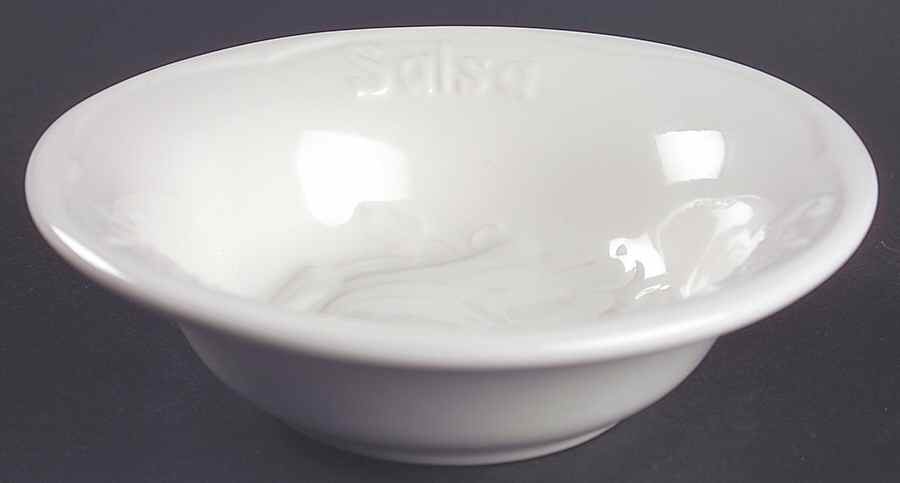 Heritage White Embossed Salsa Bowl by Pfaltzgraff-1