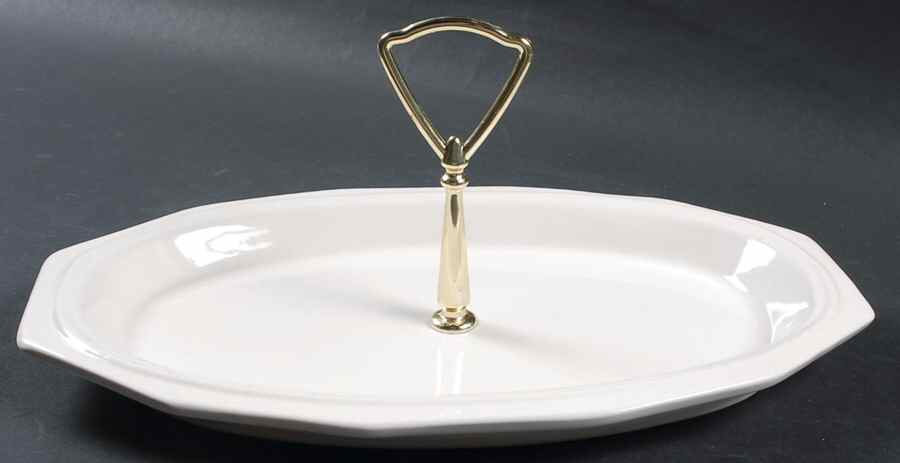 Heritage White Oval Serving Plate with Handle by Pfaltzgraff-1