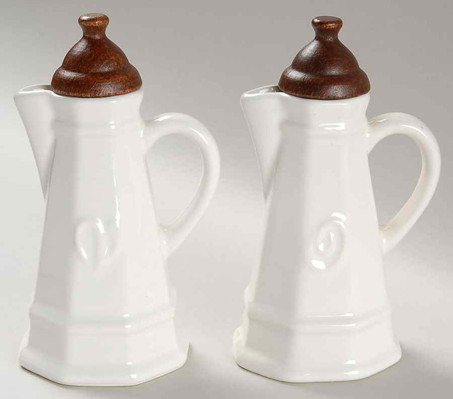 Heritage White Vinegar and Oil Set with Stoppers by Pfaltzgraff-1