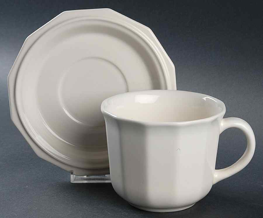 Heritage White Oversized Cup & Saucer Set by Pfaltzgraff-1