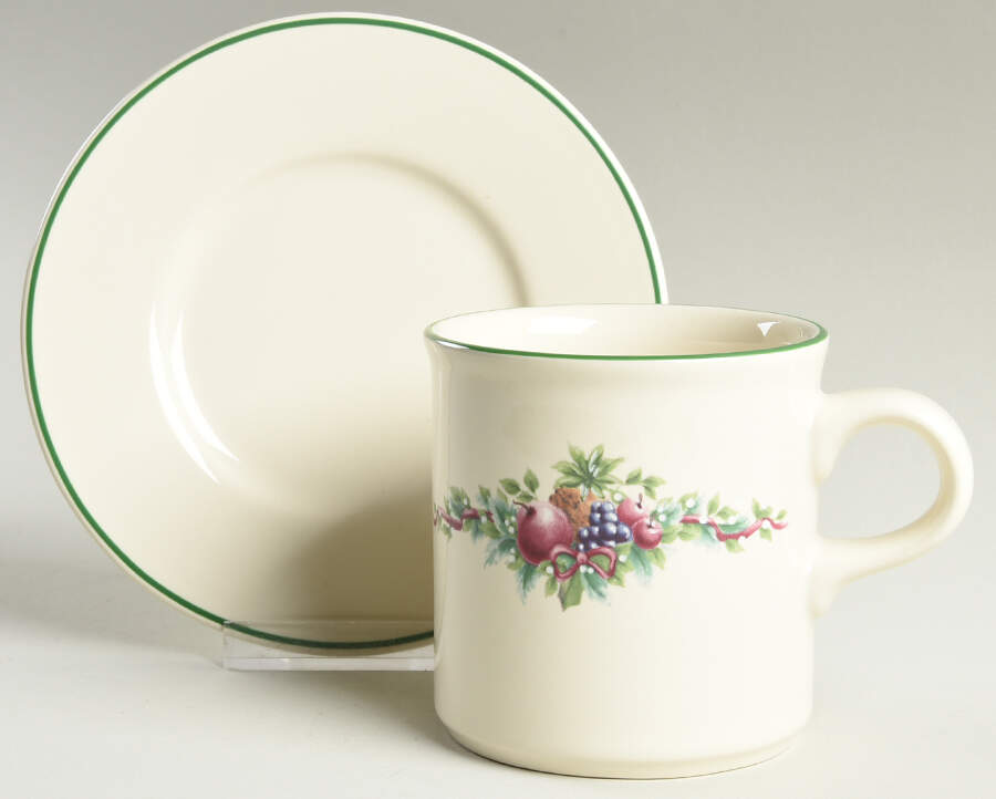 Holly Joy Flat Cup & Saucer Set by Pfaltzgraff-1