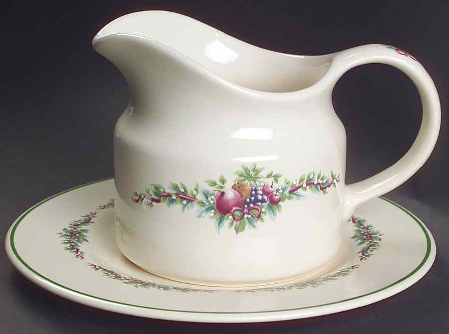 Holly Joy Gravy Boat & Underplate by Pfaltzgraff-1