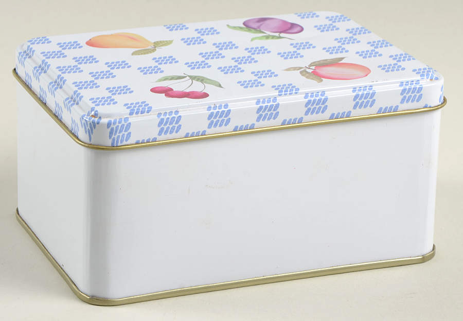 Hopscotch (Fruit) Small Rectangular Storage Tin by Pfaltzgraff-1