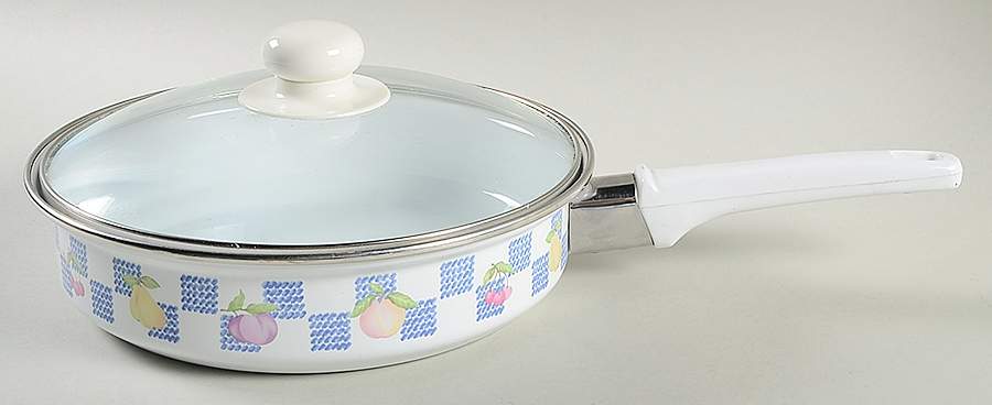 Hopscotch (Fruit) 9" Metal Skillet & Glass Lid by Pfaltzgraff-1