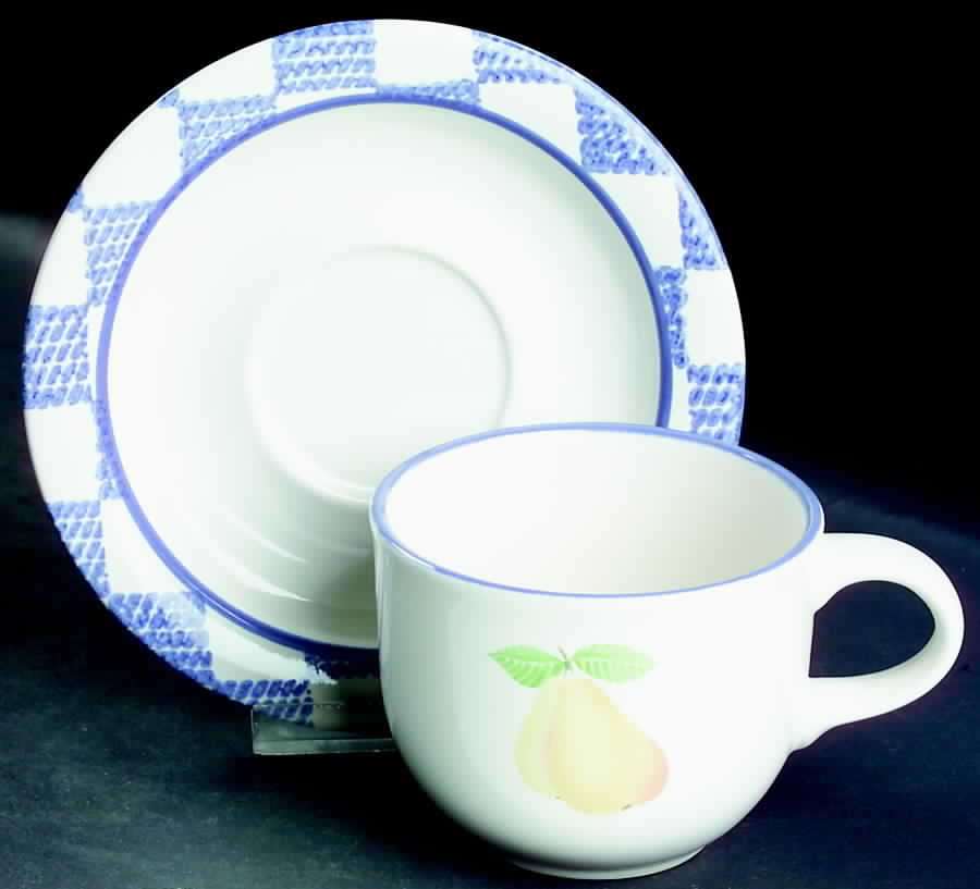 Hopscotch (Fruit) Flat Cup & Saucer Set by Pfaltzgraff-1