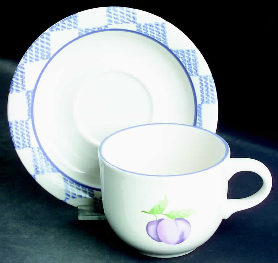 Hopscotch (Fruit) Flat Cup & Saucer Set by Pfaltzgraff-1