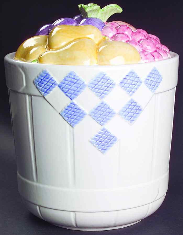Hopscotch (Fruit) Sculpted Cookie Jar & Lid by Pfaltzgraff-1