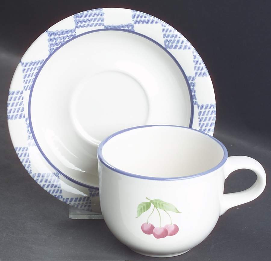 Hopscotch (Fruit) Flat Cup & Saucer Set by Pfaltzgraff-1