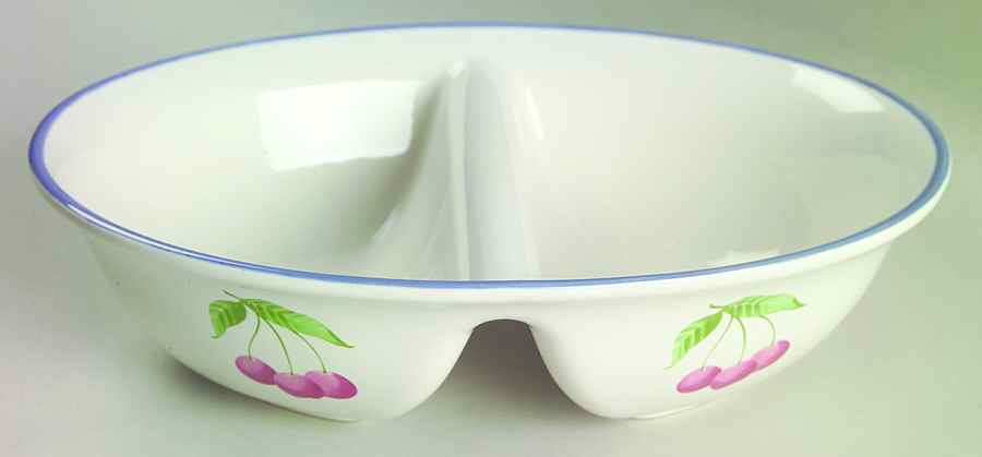 Hopscotch (Fruit) 10" Oval Divided Vegetable Bowl by Pfaltzgraff-1