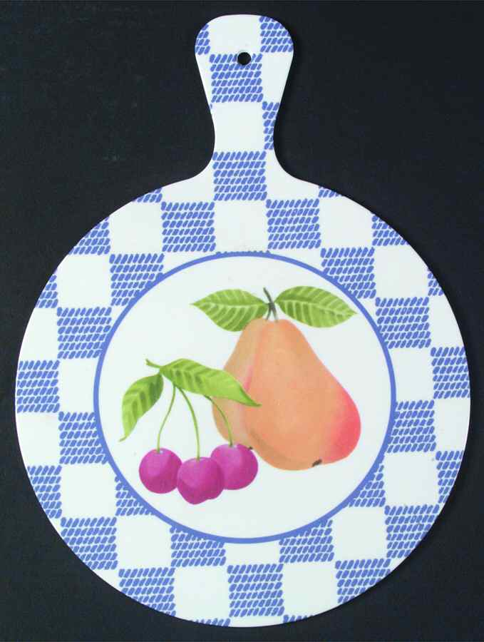 Hopscotch (Fruit) Handled Round Melamine Cutting Board by Pfaltzgraff-1