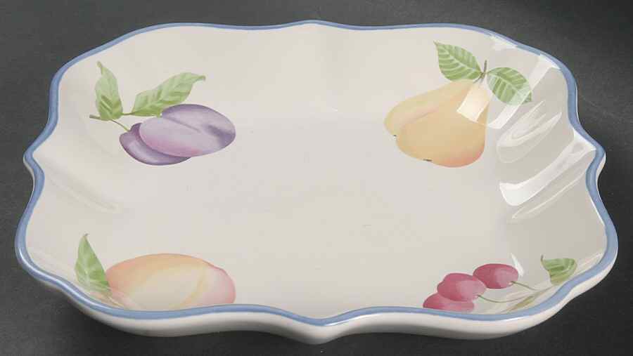 Hopscotch (Fruit) 8" Square Fluted Dish by Pfaltzgraff-1