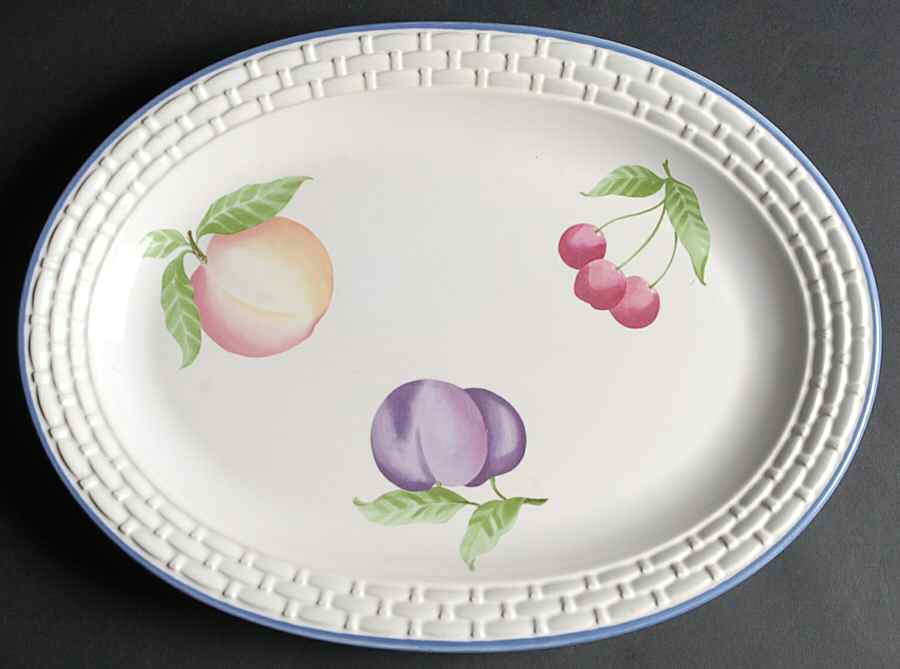 Hopscotch (Fruit) 14" Oval Basketweave Serving Platter by Pfaltzgraff-1
