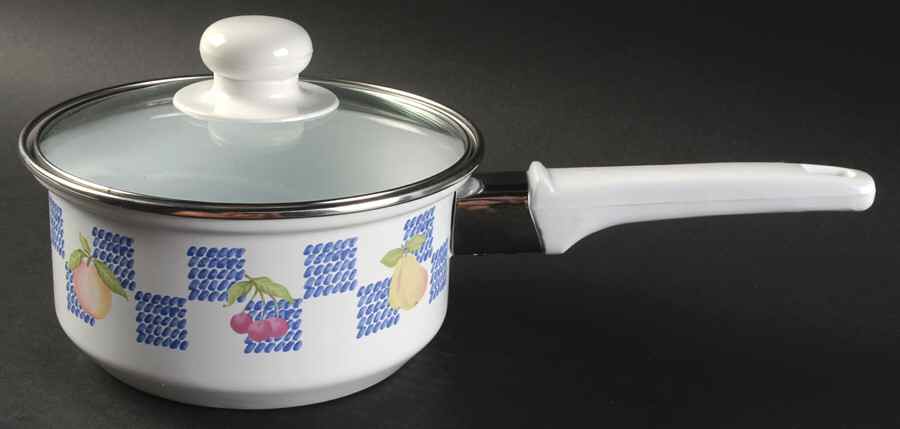 Hopscotch (Fruit) 1 Quart Metal Cvrd Saucepan with Glass Lid by Pfaltzgraff-1