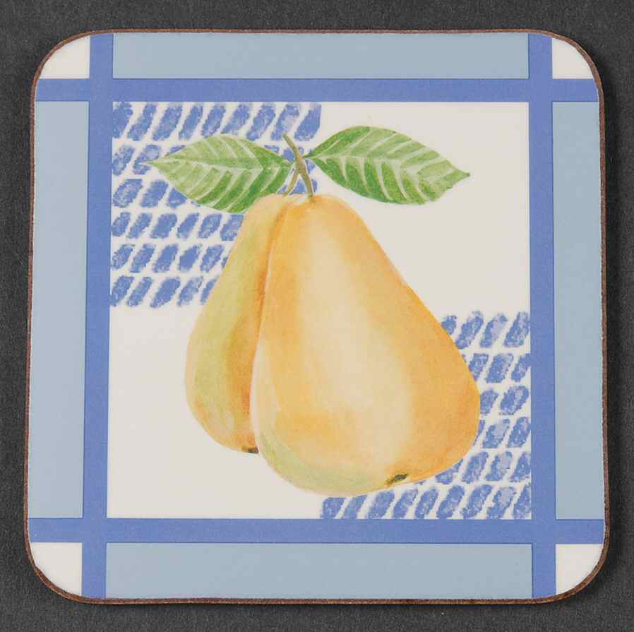 Hopscotch (Fruit) Square Corkback Coaster by Pfaltzgraff-1