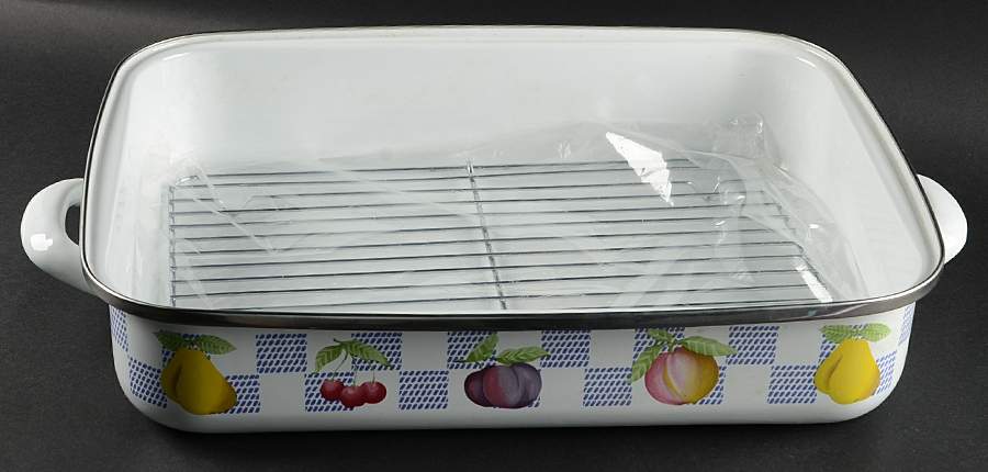 Hopscotch (Fruit) 19" Metal Rectangular Roaster by Pfaltzgraff-1