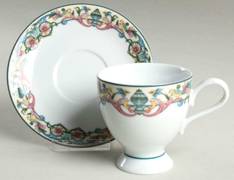 Love Birds Footed Cup & Saucer Set by Pfaltzgraff-1