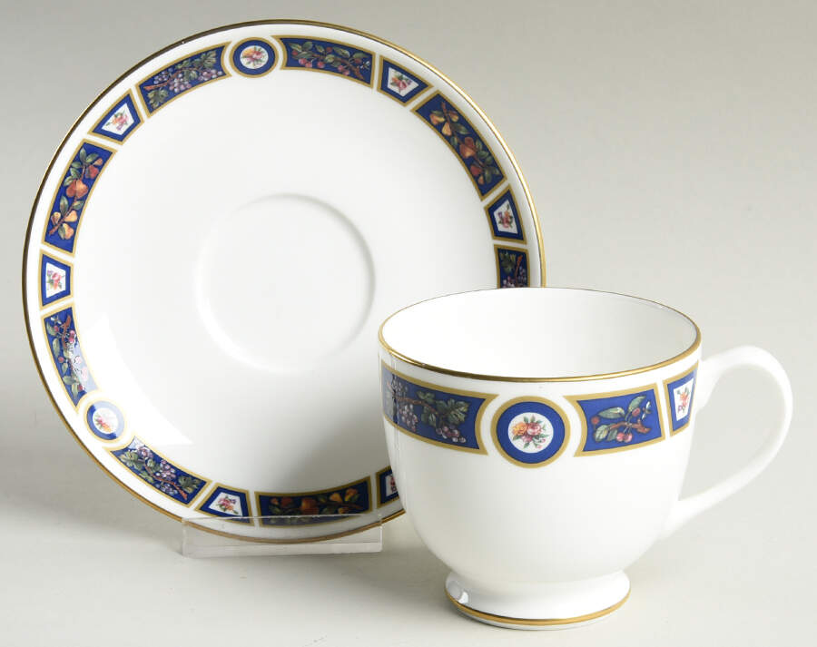 Marble Garden Footed Cup & Saucer Set by Pfaltzgraff-1