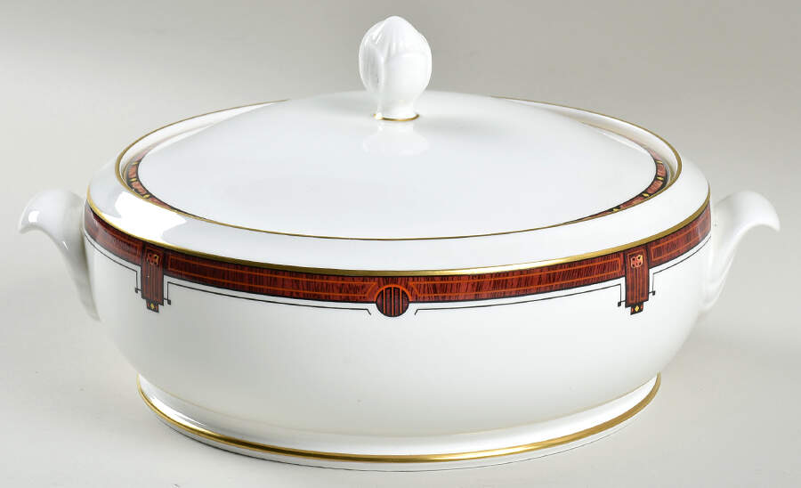 Marquetry Round Covered Vegetable by Pfaltzgraff-1