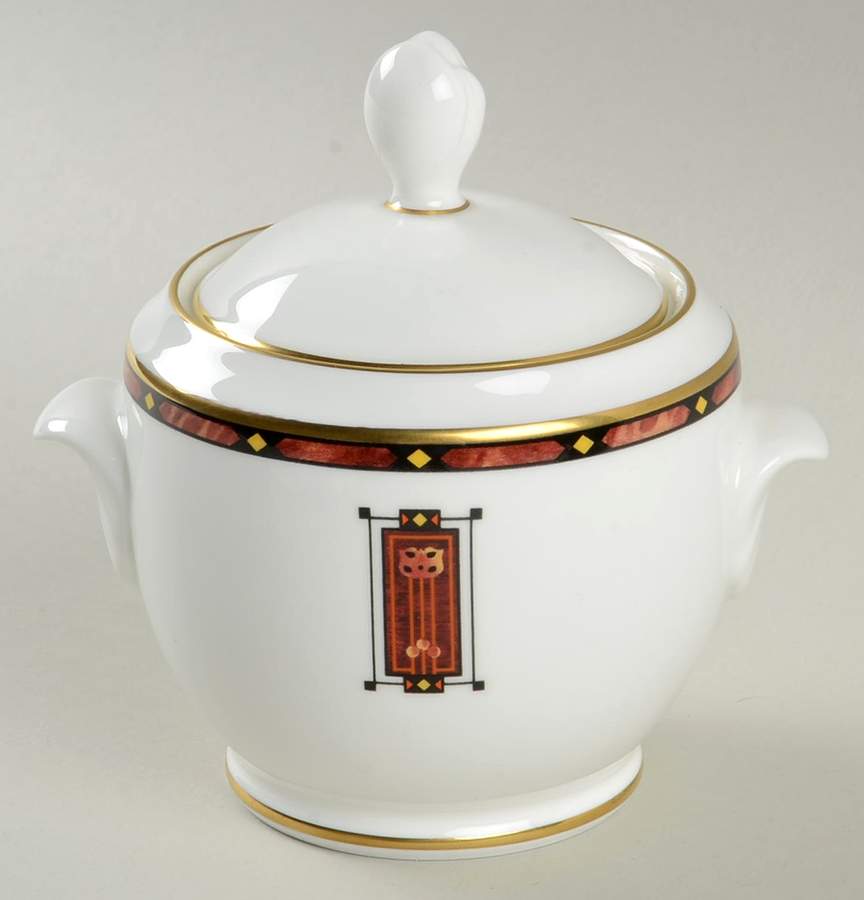 Marquetry Sugar Bowl & Lid by Pfaltzgraff-1