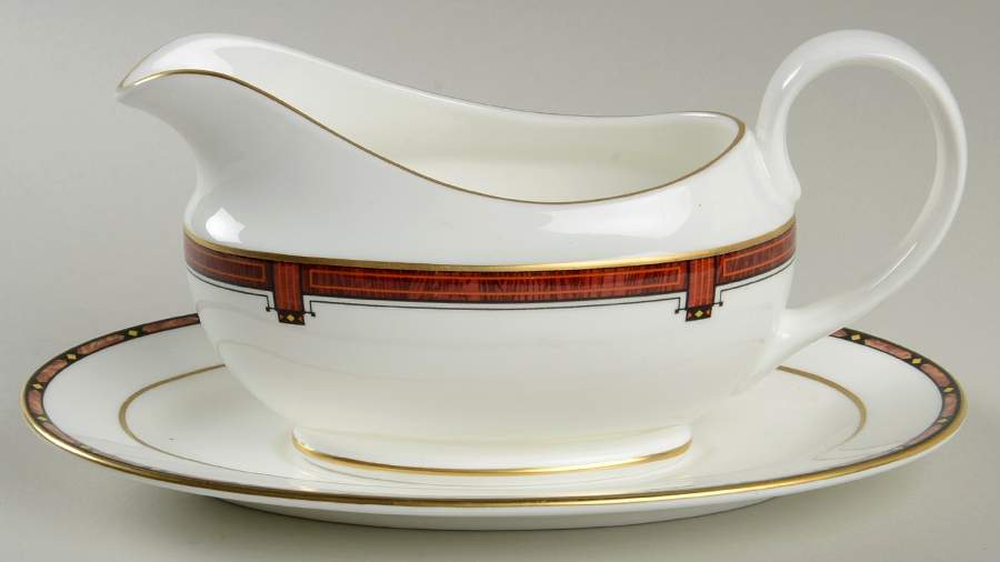Marquetry Gravy Boat & Underplate by Pfaltzgraff-1