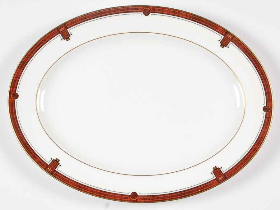 Marquetry 14" Oval Serving Platter by Pfaltzgraff-1
