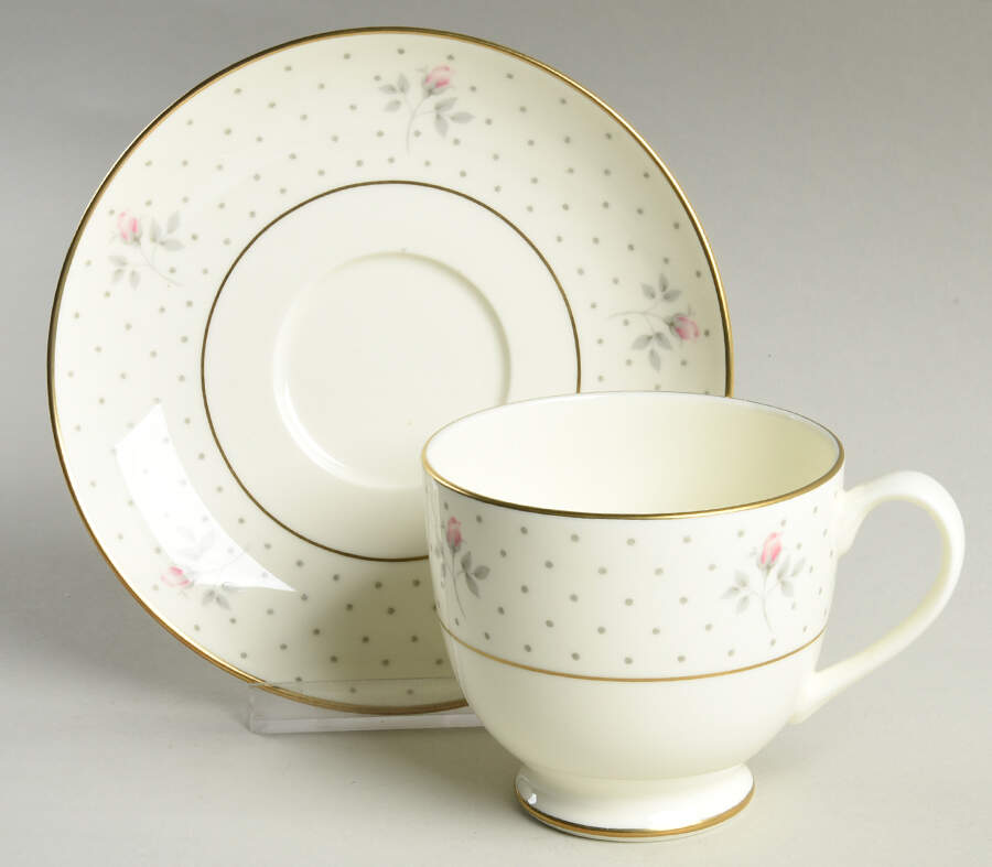 Mayfair (Gold Trim) Footed Cup & Saucer Set by Pfaltzgraff-1