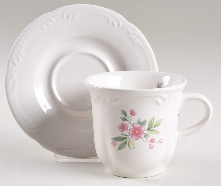 Meadow Lane Flat Cup & Saucer Set by Pfaltzgraff-1
