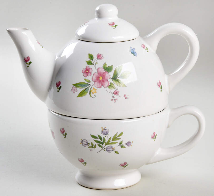 Meadow Lane Individual Teapot & Lid with Cup by Pfaltzgraff-1