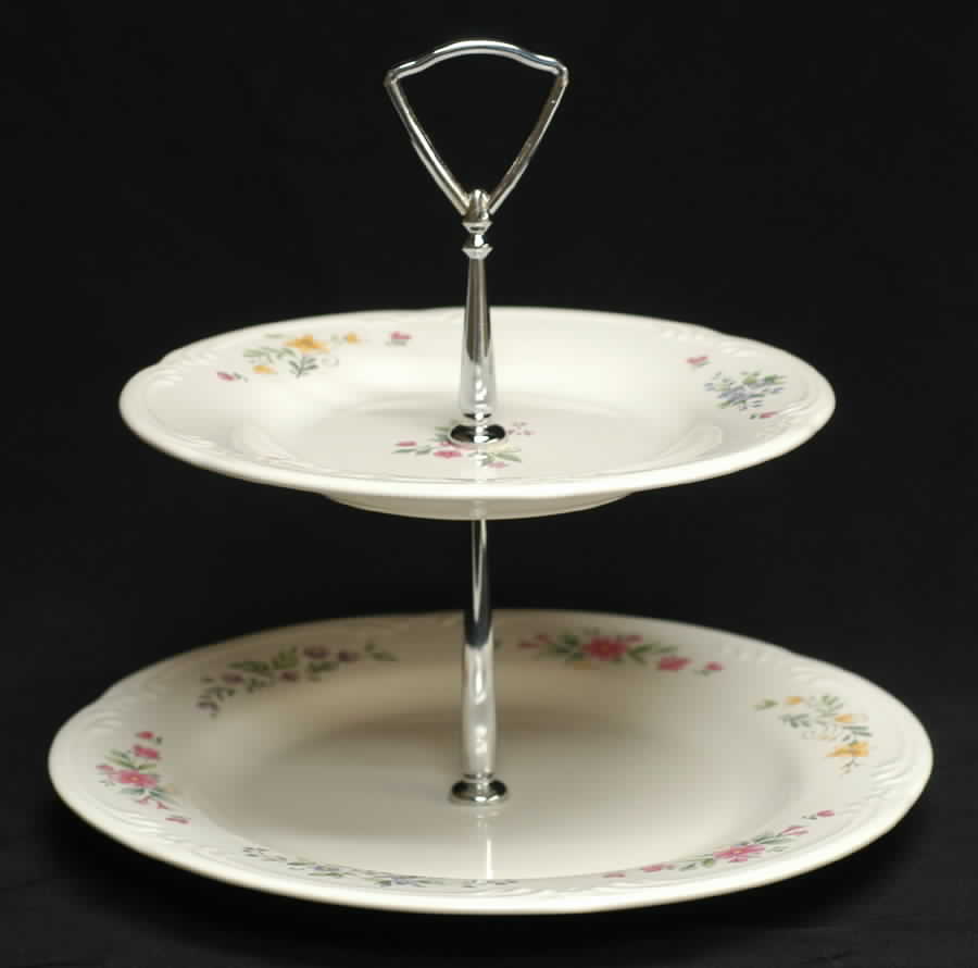 Meadow Lane 2 Tiered Serving Tray (Dinner & Salad Plate) by Pfaltzgraff-1
