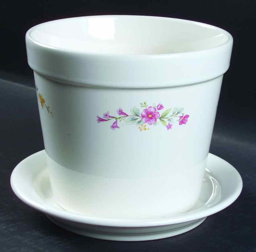 Meadow Lane 6" Flower Pot & Underplate by Pfaltzgraff-1
