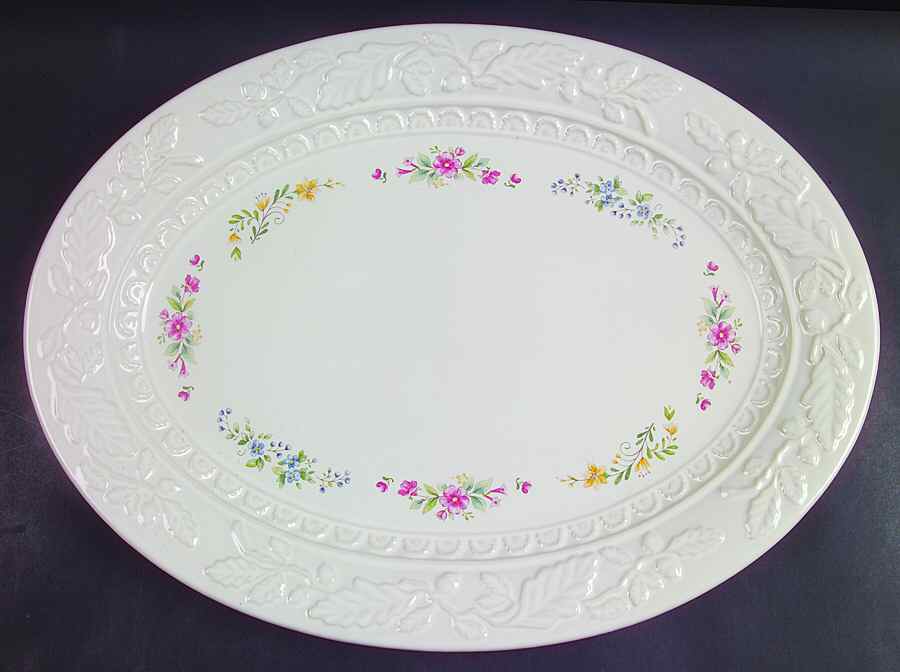 Meadow Lane 18" Embossed Oval Serving Platter by Pfaltzgraff-1