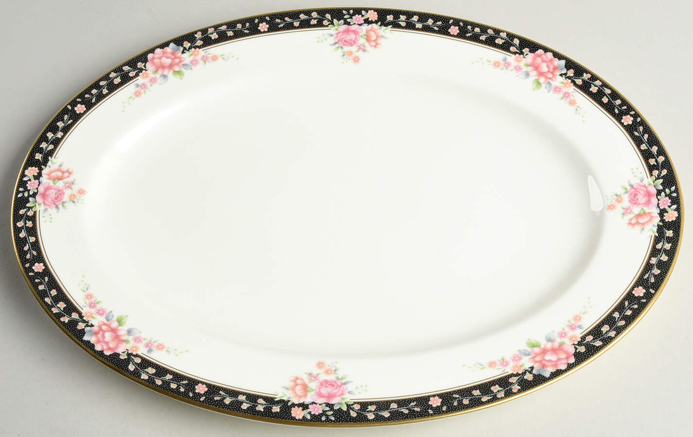 Midnight Bouquet 14" Oval Serving Platter by Pfaltzgraff-1