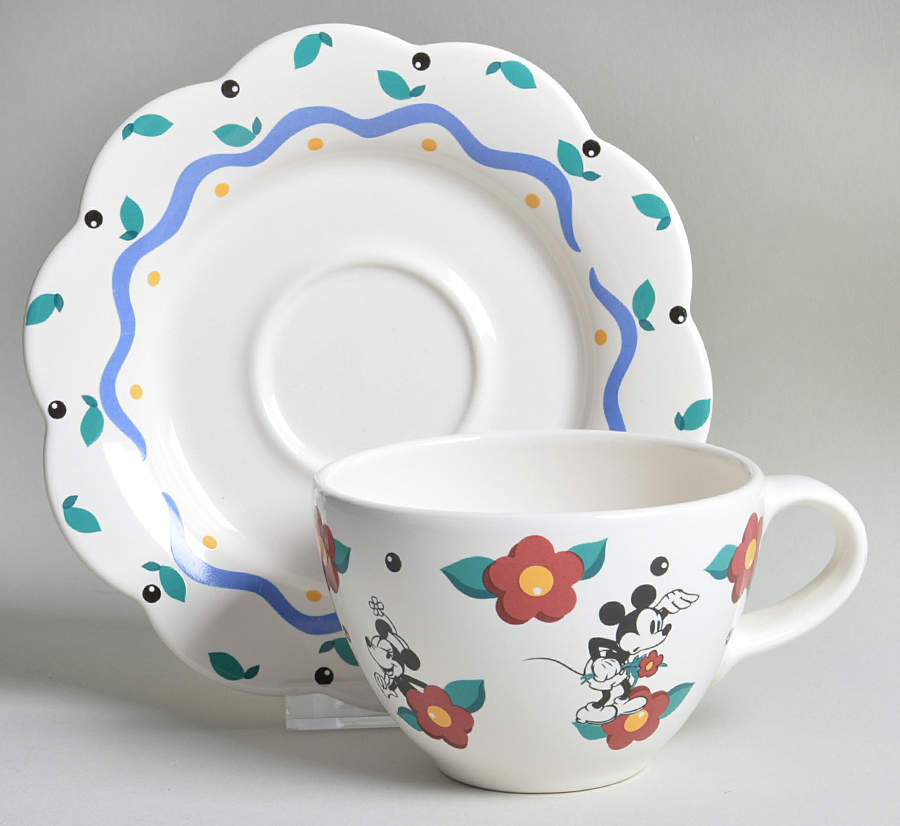 Mickey Mouse Flat Cup & Saucer Set by Pfaltzgraff-1