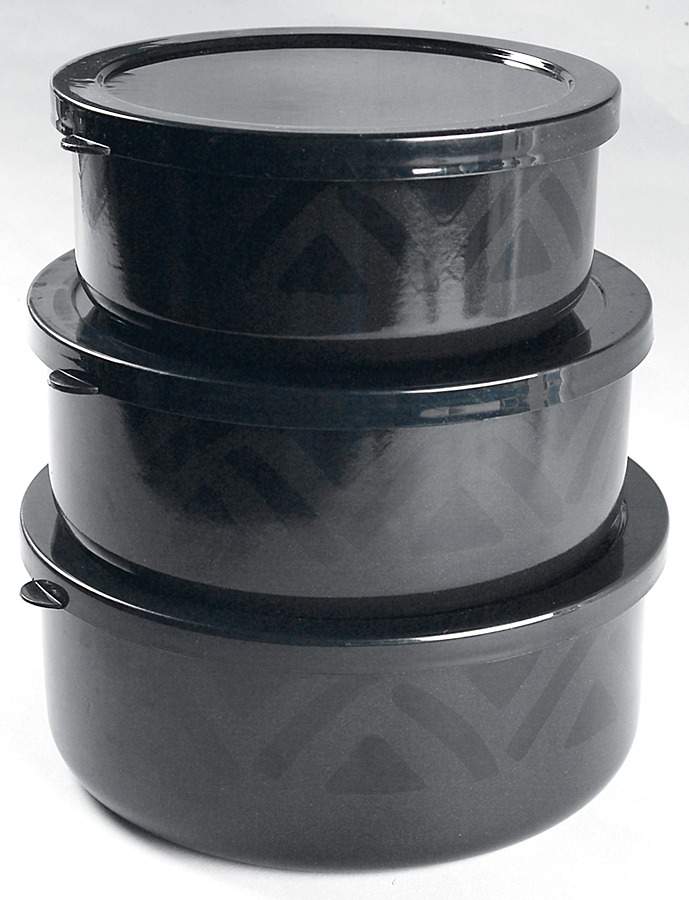 Midnight Sun (3 Piece) Metal Bowl W/Plastic Lids (5", 6", 7") by Pfaltzgraff-1