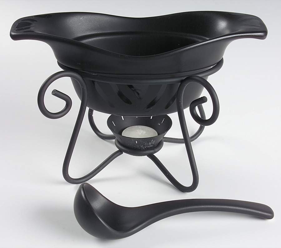 Midnight Sun Gravy Server & Ladle & Metal Stand by Pfaltzgraff-1