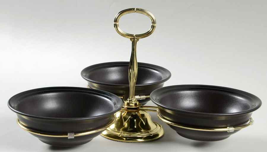 Midnight Sun 7" x 12" 3-Part Relish & Metal Stand (FR) HC by Pfaltzgraff-1