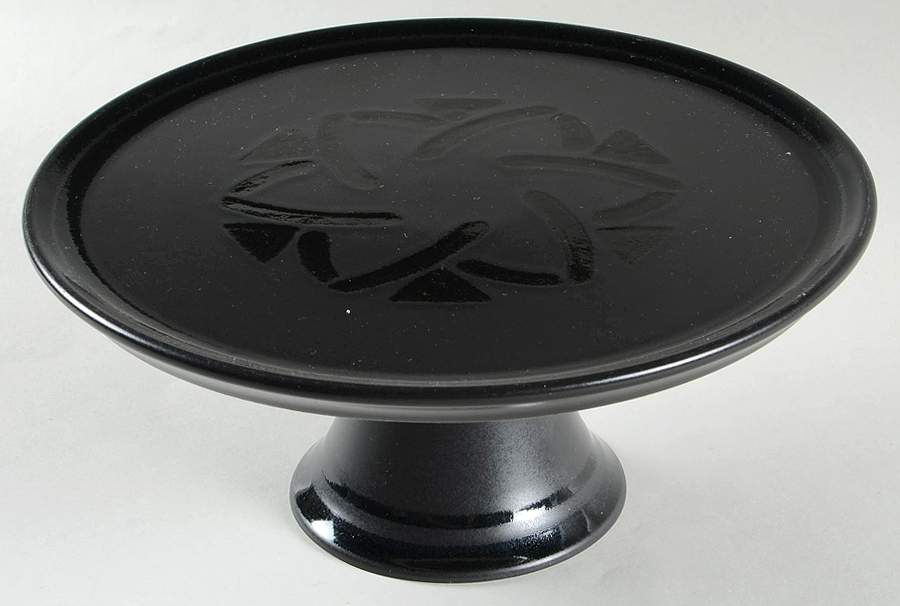 Midnight Sun 9" Diameter Pedestal Cake Stand by Pfaltzgraff-1