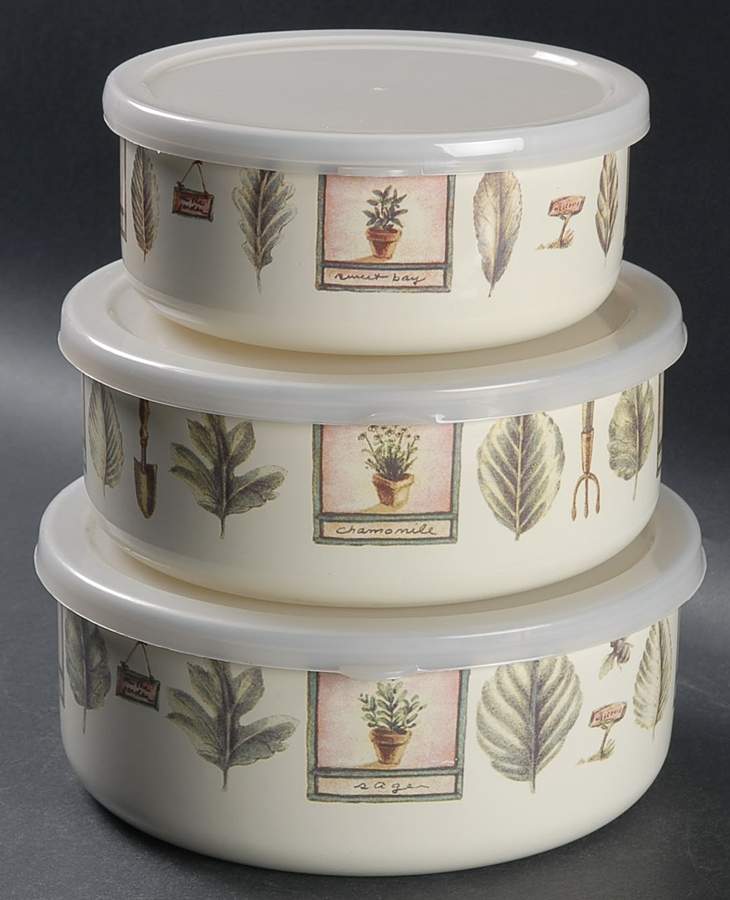 Naturewood 3 Pc Metal Bowl W/Plastic Lid (6", 7", 7 3/4") by Pfaltzgraff-1