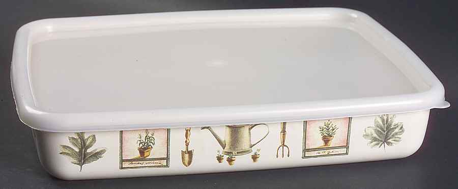 Naturewood 1" Rectangular Metal Baker with Plastic Lid by Pfaltzgraff-1