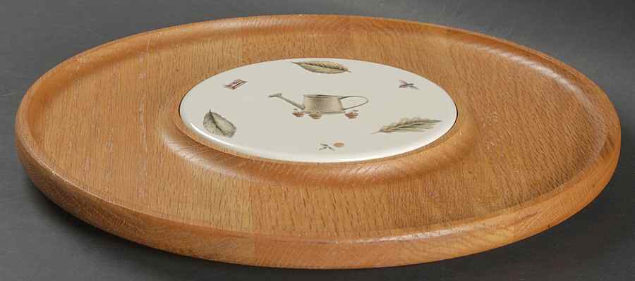 Naturewood Wood Lazy Susan with China Tile by Pfaltzgraff-1