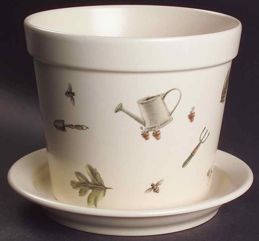 Naturewood 6" Flower Pot & Underplate by Pfaltzgraff-1