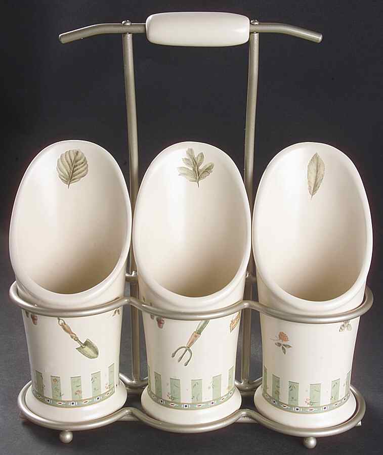 Naturewood Flatware Caddy-3 Holders & Metal Caddy by Pfaltzgraff-1