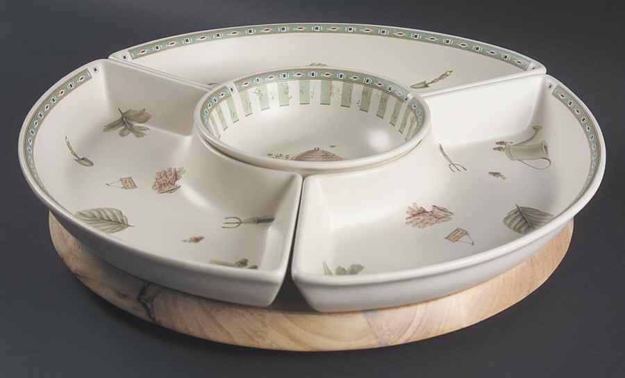 Naturewood (5 Pc) Lazy Susan (3 Sides, 1 Center & Wood Base) by Pfaltzgraff-1