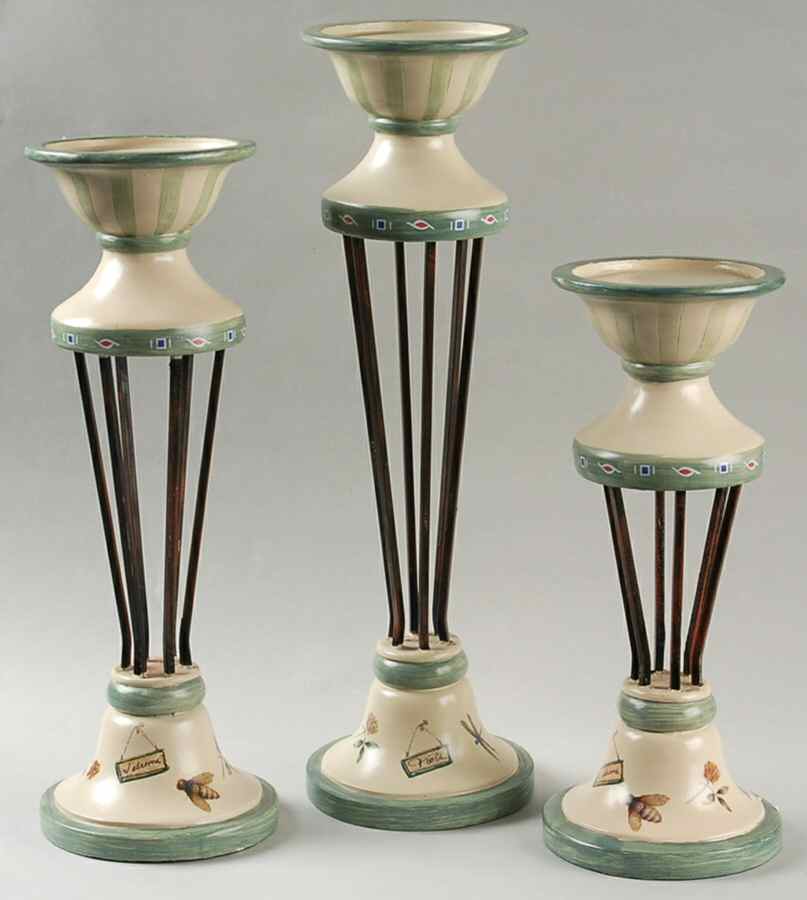 Naturewood Metal & Resin Candleholder - Set of 3 by Pfaltzgraff-1