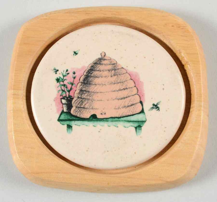 Naturewood Ceramic Center Wood Frame Coaster by Pfaltzgraff-1