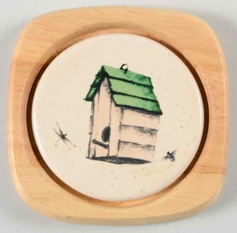 Naturewood Ceramic Center Wood Frame Coaster by Pfaltzgraff-1