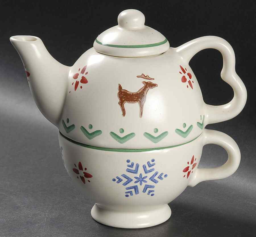 Nordic Christmas Individual Teapot & Lid with Cup by Pfaltzgraff-1