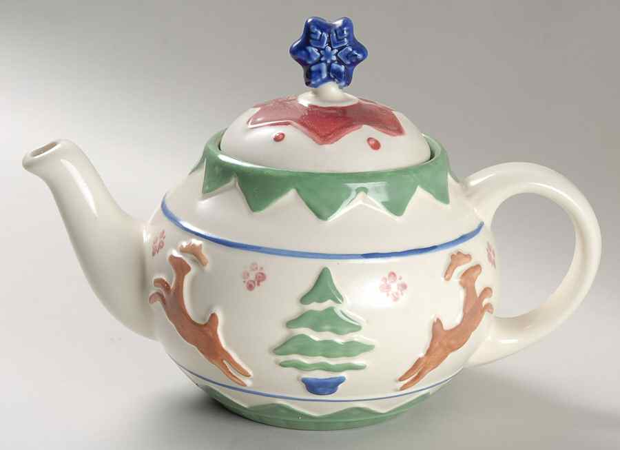 Nordic Christmas Sculpted Teapot & Lid by Pfaltzgraff-1