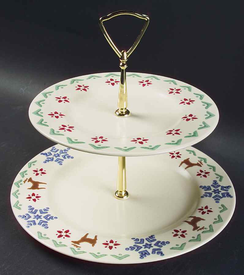 Nordic Christmas 2 Tiered Serving Tray (Dinner & Salad Plate) by Pfaltzgraff-1