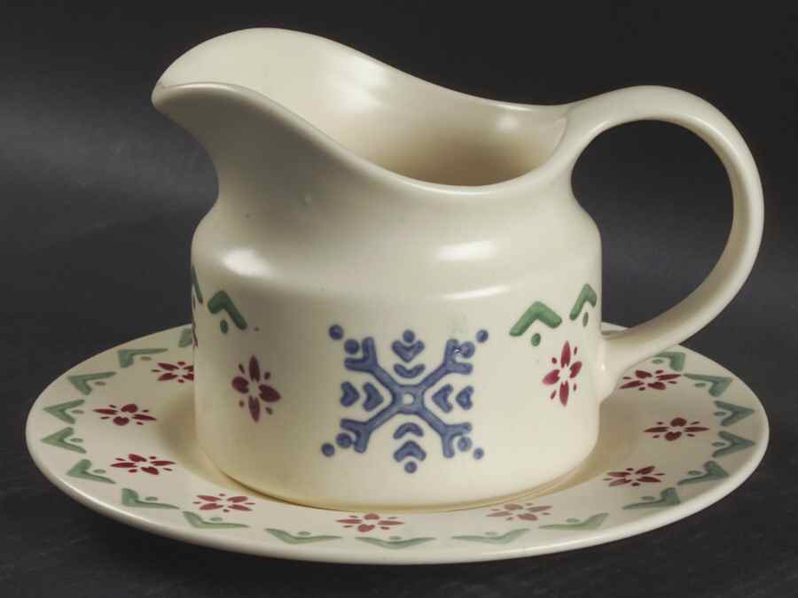 Nordic Christmas Round Gravy Boat & Underplate (Salad Plate) by Pfaltzgraff-1